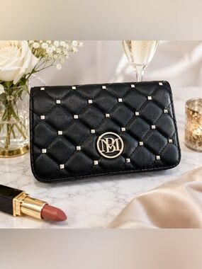 Badgley Mischka Black Evening Clutch | Wedding Guest Cocktail Formal Event Bag